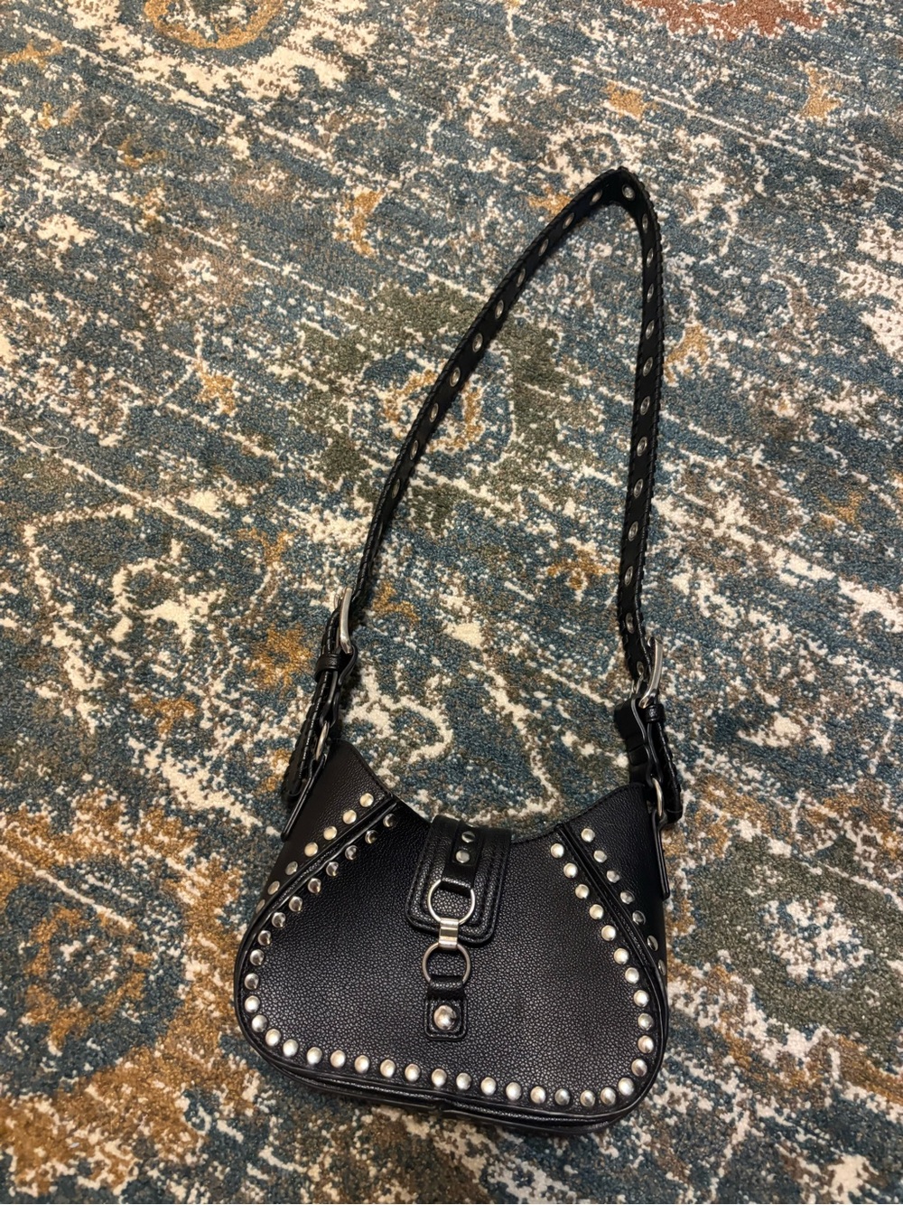 Urban Outfitters mini crescent shoulder bag with moto studs